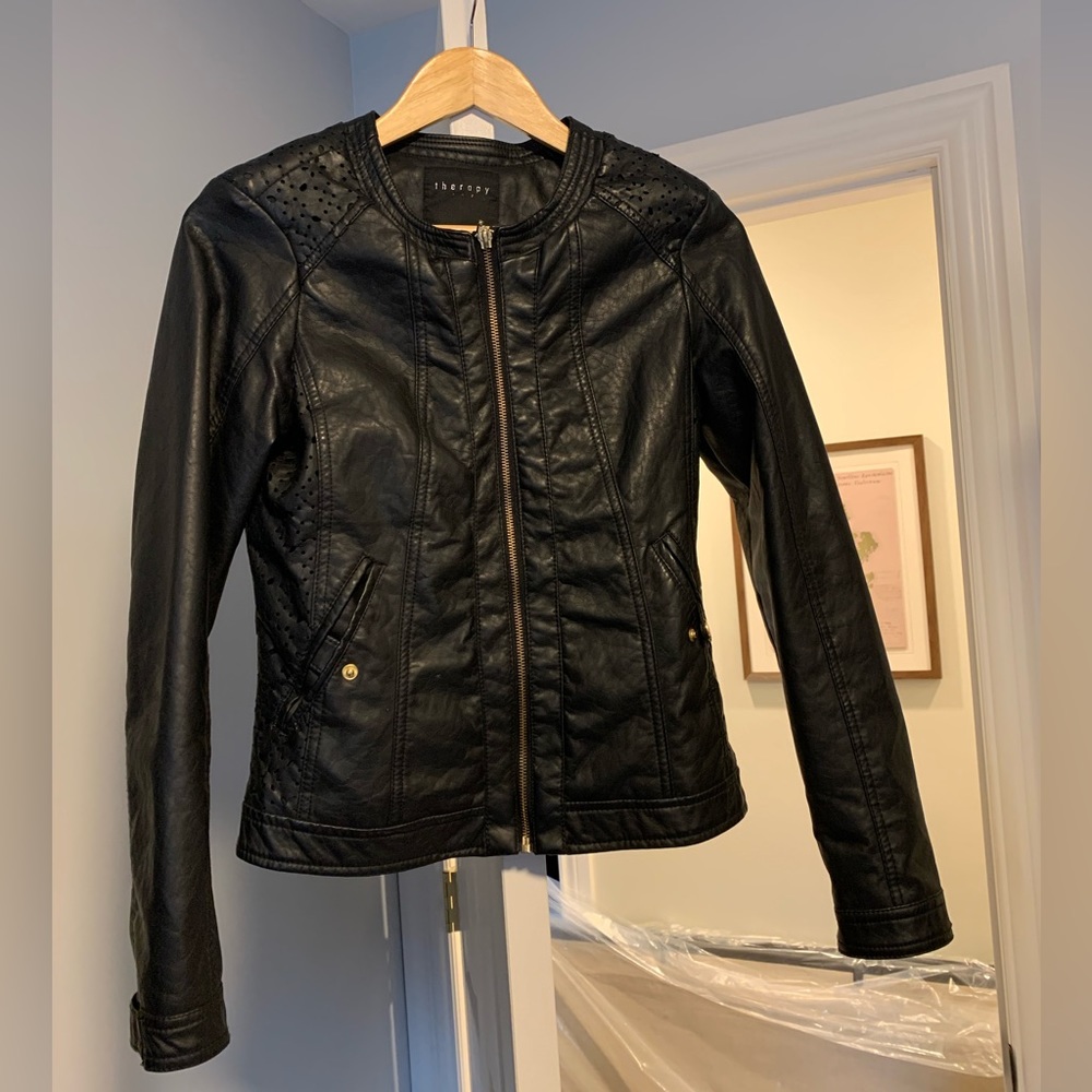 Black Faux Leather Biker Jacket